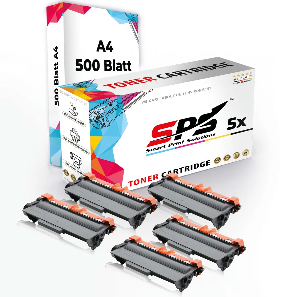 Druckerpapier A4 + 5x Multipack Set Kompatibel für Brother MFC-8950 DW (TN-3380) Toner-Kartusche Schwarz
